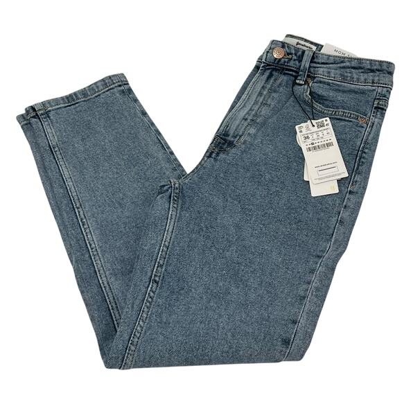 Strativarius Mom Slim Fit Denim Jeans Blue Light Wash Zip Fly Size 4 90's NWT - Picture 15 of 16